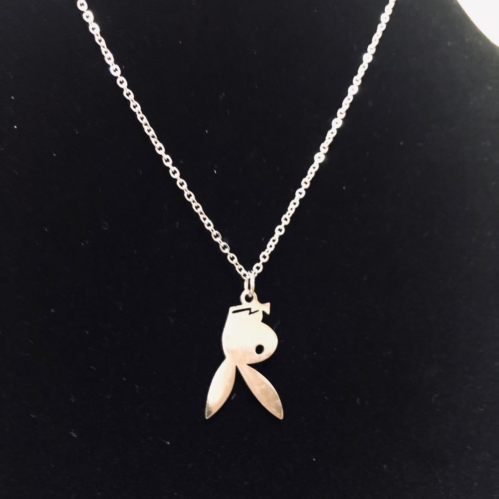 Upside down Playboy bunny necklace. Unisex - Picture 3 of 4